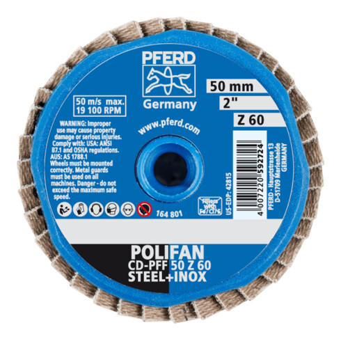 PFERD TOOLS COMBIDISC Zirkon Mini-POLIFAN CD Ø 50mm Z60 für gehärteten Stahl