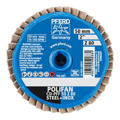 PFERD TOOLS COMBIDISC Zirkon Mini-POLIFAN CD Ø 50mm Z80 für gehärteten Stahl