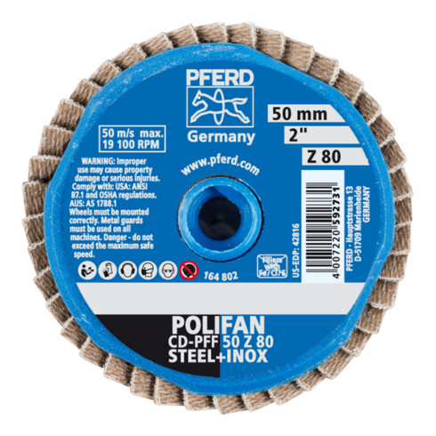 PFERD TOOLS COMBIDISC Zirkon Mini-POLIFAN CD Ø 50mm Z80 für gehärteten Stahl