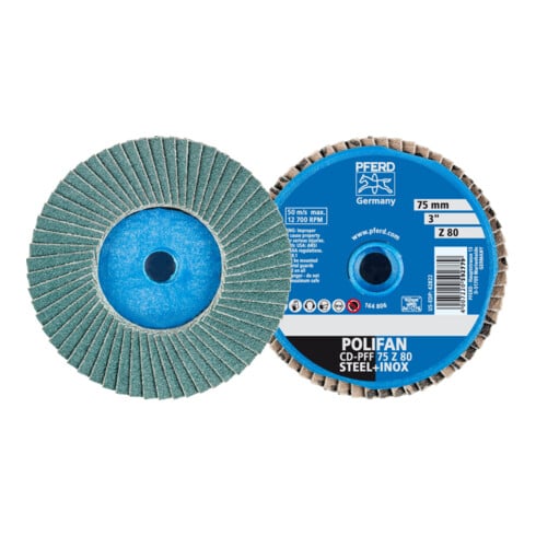 PFERD TOOLS COMBIDISC Zirkon Mini-POLIFAN CD Ø 75 mm Z80 für gehärteten Stahl