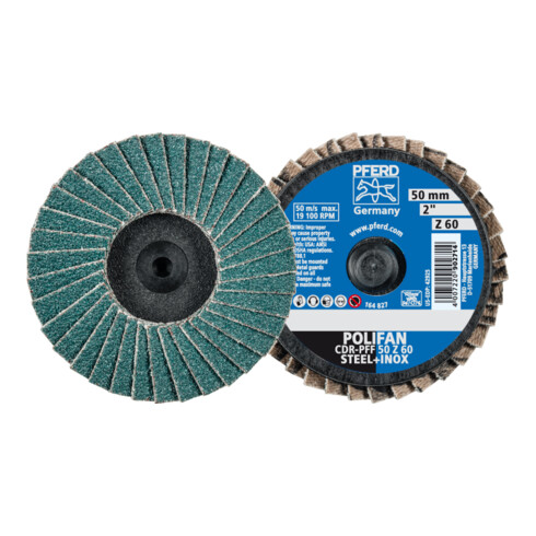 PFERD TOOLS COMBIDISC Zirkon Mini-POLIFAN CDR Ø 50mm Z60 für gehärteten Stahl