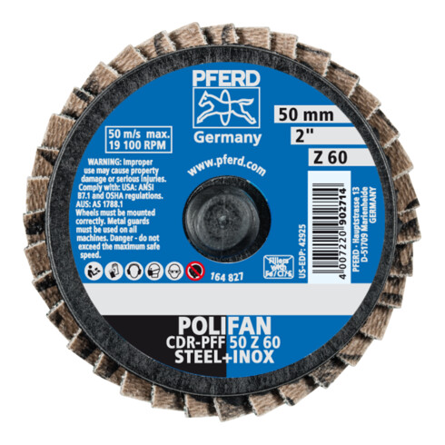 PFERD TOOLS COMBIDISC Zirkon Mini-POLIFAN CDR Ø 50mm Z60 für gehärteten Stahl