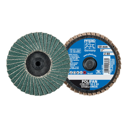 PFERD TOOLS COMBIDISC Zirkon Mini-POLIFAN CDR Ø 50mm Z80 für gehärteten Stahl