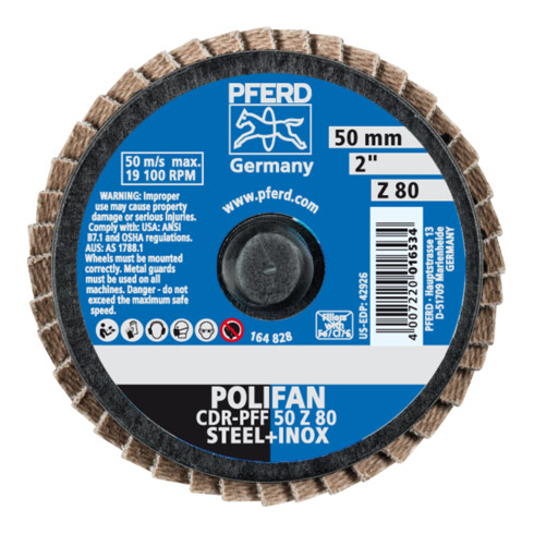 PFERD TOOLS COMBIDISC Zirkon Mini-POLIFAN CDR Ø 50mm Z80 für gehärteten Stahl