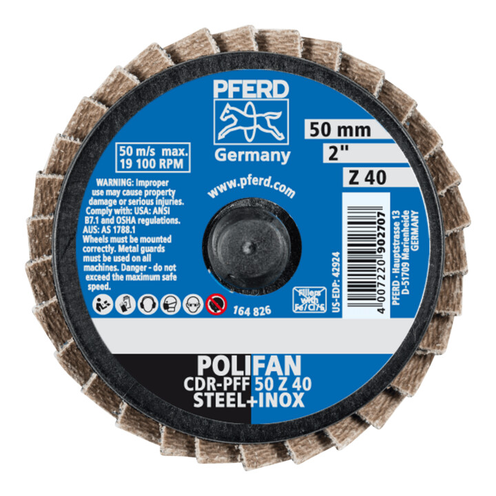 PFERD TOOLS COMBIDISC Zirkon Mini-POLIFAN CDR Ø 50mm Z40 für gehärteten Stahl