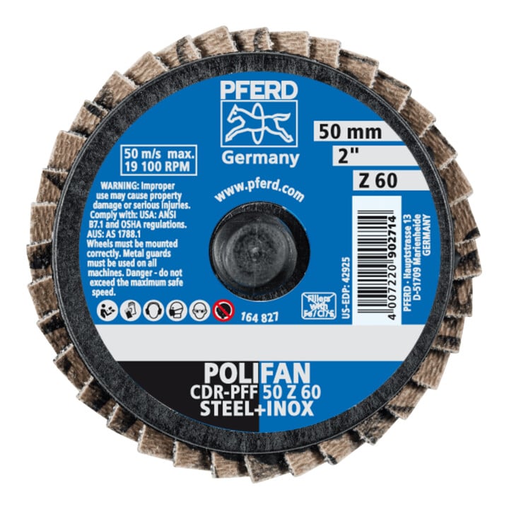 PFERD TOOLS COMBIDISC Zirkon Mini-POLIFAN CDR Ø 50mm Z60 für gehärteten Stahl