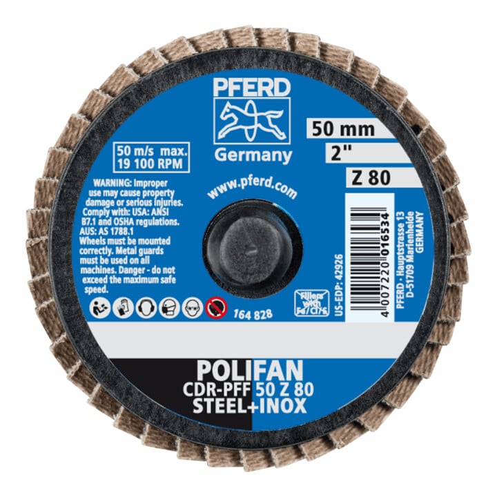 PFERD TOOLS COMBIDISC Zirkon Mini-POLIFAN CDR Ø 50mm Z80 für gehärteten Stahl
