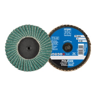 PFERD TOOLS COMBIDISC Zirkon Mini-POLIFAN CDR Ø 75 mm Z40 für gehärteten Stahl