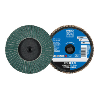 PFERD TOOLS COMBIDISC Zirkon Mini-POLIFAN CDR Ø 75 mm Z60 für gehärteten Stahl