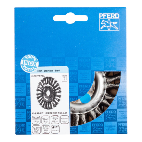 PFERD TOOLS COMBITWIST INOX-TOTAL Rundbürste RBGIT Ø 115x12x22,2 mm Edelstahl-Draht-Ø 0,35 mm Winkelschleifer