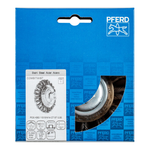 PFERD Kegelbürste mit Gewinde, gezopft POS