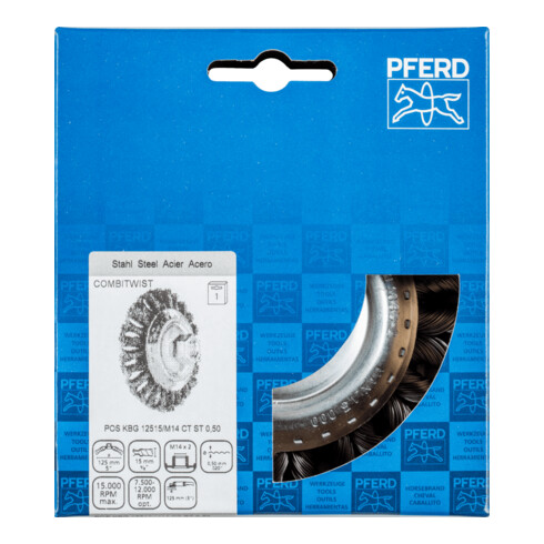 PFERD TOOLS COMBITWIST Kegelbürste gezopft KBG Ø 125x15 mm M14 Stahl-Draht-Ø 0,50mm Winkelschleifer