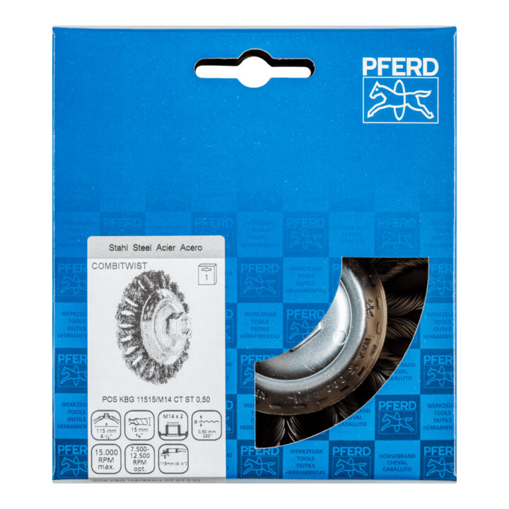 PFERD TOOLS COMBITWIST Kegelbürste gezopft KBG Ø 115x15 mm M14 Stahl-Draht-Ø 0,50mm Winkelschleifer (1)
