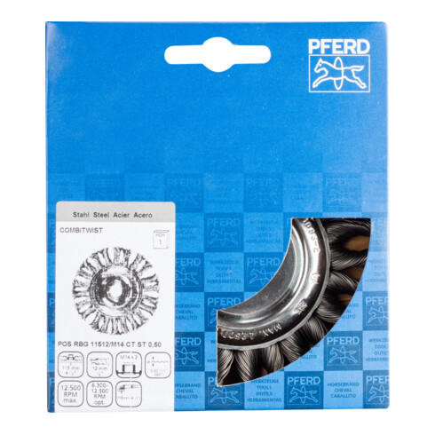 PFERD TOOLS COMBITWIST Rundbürste gezopft RBG Ø 115x12 mm M14 Stahl-Draht-Ø 0,50mm Winkelschleifer