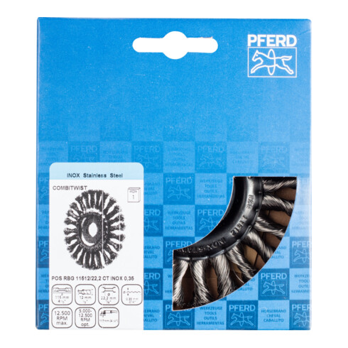 PFERD TOOLS COMBITWIST Rundbürste gezopft RBG Ø 115x12x22,2 mm Edelstahl-Draht-Ø 0,35 mm Winkelschleifer