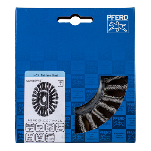 PFERD TOOLS COMBITWIST Rundbürste gezopft RBG Ø 125x12x22,2 mm Edelstahl-Draht-Ø 0,50mm Winkelschleifer