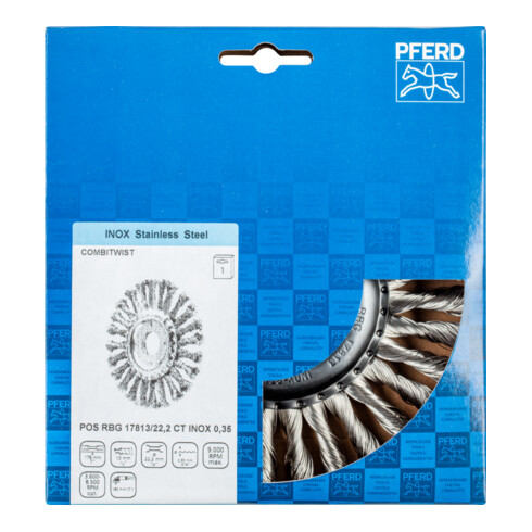 PFERD TOOLS COMBITWIST Rundbürste gezopft RBG Ø 178x13x22,2 mm Edelstahl-Draht-Ø 0,35 mm Winkelschleifer