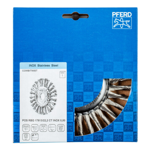 PFERD TOOLS COMBITWIST Rundbürste gezopft RBG Ø 178x13x22,2 mm Edelstahl-Draht-Ø 0,50mm Winkelschleifer