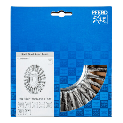 PFERD TOOLS COMBITWIST Rundbürste gezopft RBG Ø 178x13x22,2 mm Stahl-Draht-Ø 0,50mm Winkelschleifer