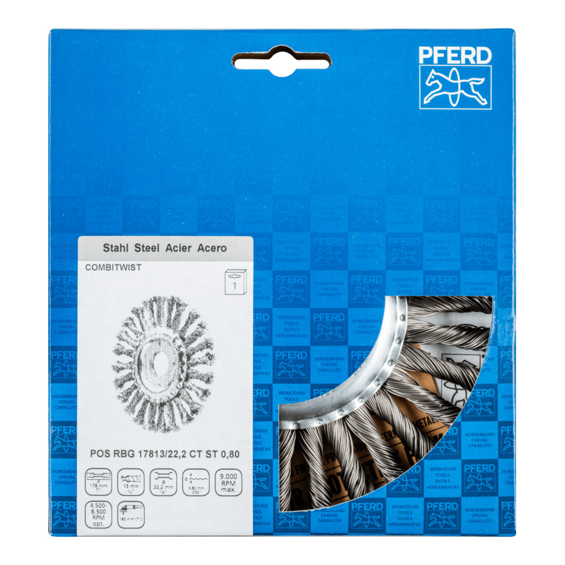 PFERD TOOLS COMBITWIST Rundbürste gezopft RBG Ø 178x13x22,2 mm Stahl-Draht-Ø 0,80mm Winkelschleifer