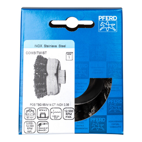 PFERD Topfbürste mit Gewinde, gezopft POS TBG Inox