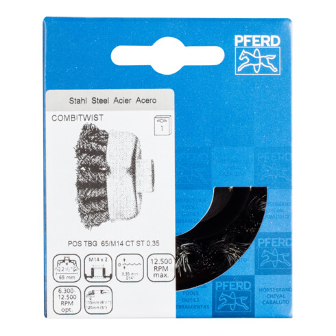 PFERD TOOLS COMBITWIST Topfbürste gezopft TBG Ø 65 mm M14 Stahl-Draht-Ø 0,35 mm Winkelschleifer (1)