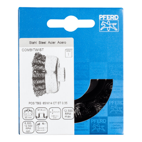 PFERD TOOLS COMBITWIST Topfbürste gezopft TBG Ø 65 mm M14 Stahl-Draht-Ø 0,35 mm Winkelschleifer (1)