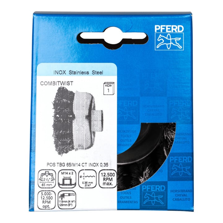 PFERD TOOLS Topfbürste mit Gewinde, gezopft POS TBG Inox