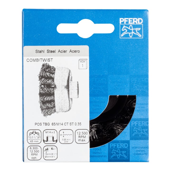 PFERD TOOLS COMBITWIST Topfbürste gezopft TBG Ø 65 mm M14 Stahl-Draht-Ø 0,35 mm Winkelschleifer (1)