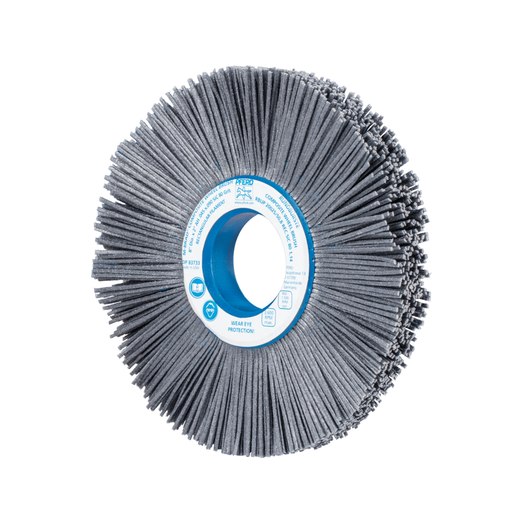 PFERD TOOLS COMPOSITE FLEX Rundbürste RBUP Ø 200x25x50,8 mm Bohrung SiC-Filament-Ø 1,14 mm Korn 80 stationär
