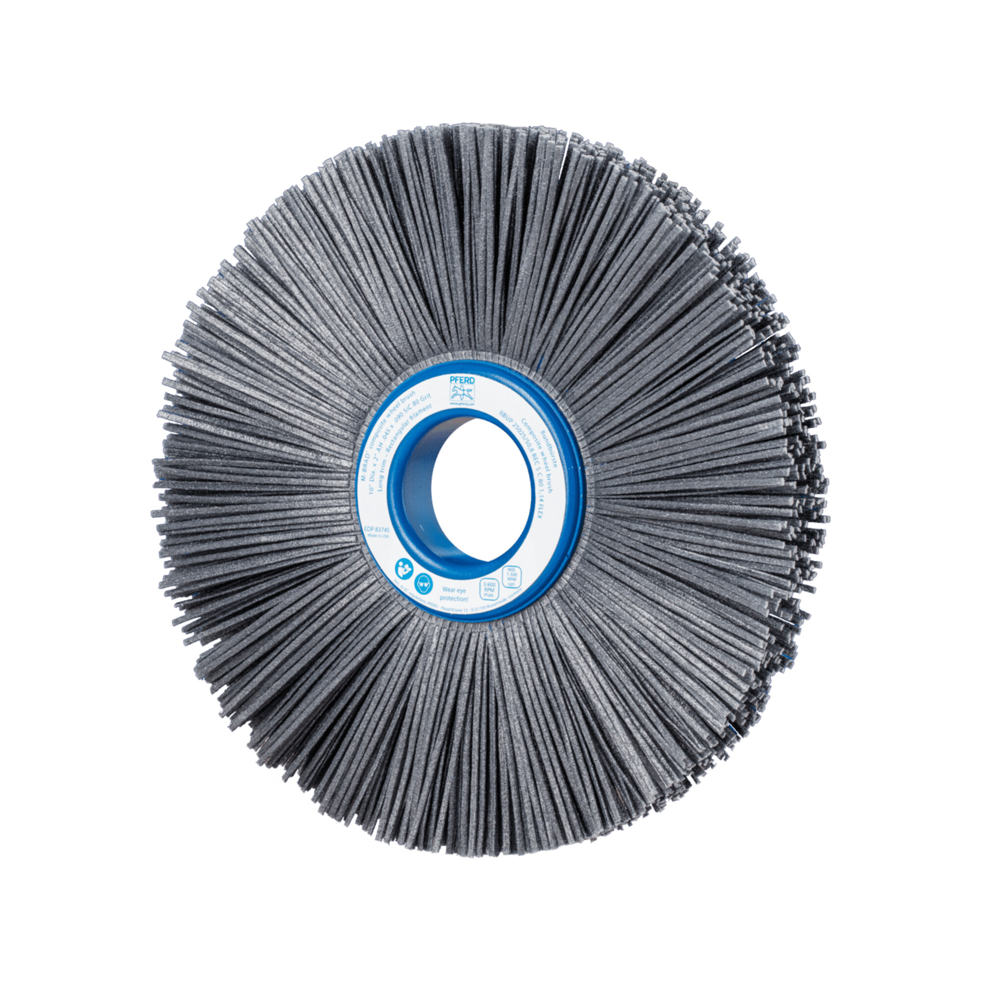 PFERD TOOLS COMPOSITE FLEX Rundbürste RBUP Ø 250x25x50,8 mm Bohrung SiC-Filament-Ø 1,14 mm Korn 80 stationär