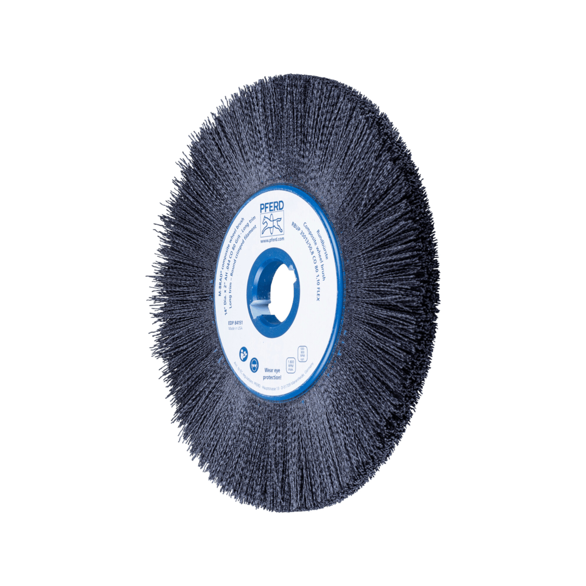 PFERD TOOLS COMPOSITE FLEX Rundbürste RBUP Ø 350x13x50,8 mm Keramik-Filament-Ø 1,10mm Korn 80 stationär