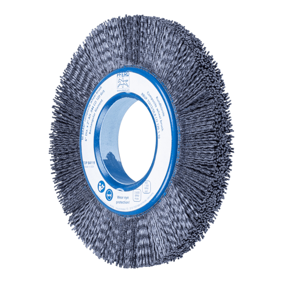 PFERD TOOLS COMPOSITE Rundbürste RBUP Ø 150x13x50,8 mm Bohrung Keramik-Filament-Ø 1,10mm Korn 120 stationär
