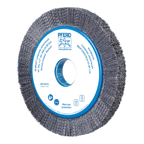 PFERD TOOLS COMPOSITE Rundbürste RBUP Ø 250x25x50,8 mm Bohrung Keramik-Filament-Ø 1,10mm Korn 80 stationär
