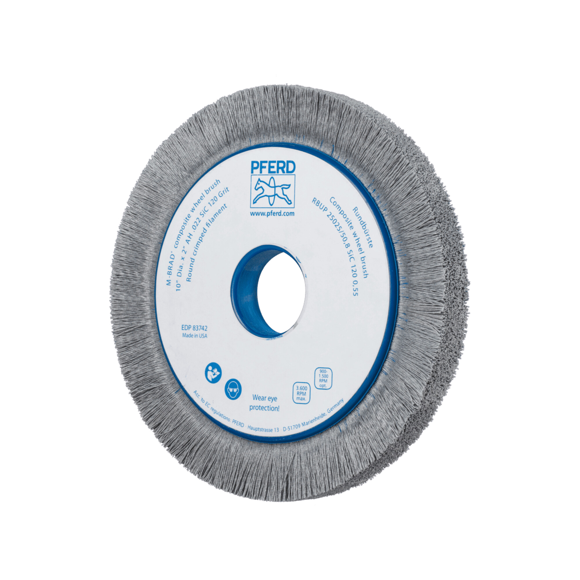 PFERD TOOLS COMPOSITE Rundbürste RBUP Ø 250x25x50,8 mm Bohrung SiC-Filament-Ø 0,55 mm Korn 120 stationär