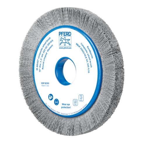 PFERD TOOLS COMPOSITE Rundbürste RBUP Ø 250x25x50,8 mm Bohrung SiC-Filament-Ø 0,55 mm Korn 320 stationär