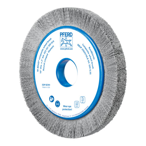 PFERD TOOLS COMPOSITE Rundbürste RBUP Ø 250x25x50,8 mm Bohrung SiC-Filament-Ø 0,55 mm Korn 320 stationär