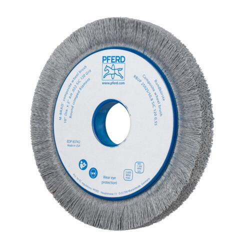 PFERD TOOLS COMPOSITE Rundbürste RBUP Ø 250x25x50,8 mm Bohrung SiC-Filament-Ø 1,10m Korn 120 stationär