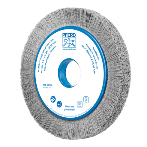 PFERD TOOLS COMPOSITE Rundbürste RBUP Ø 250x25x50,8 mm Bohrung SiC-Filament-Ø 1,10mm Korn 80 stationär