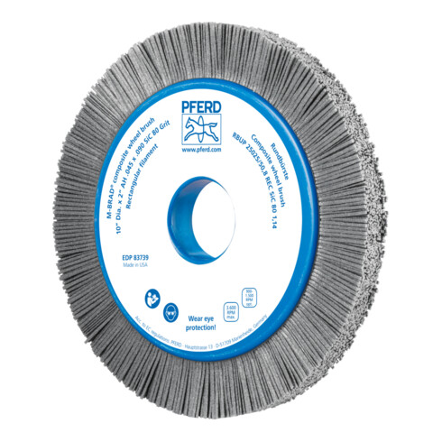 PFERD TOOLS COMPOSITE Rundbürste RBUP Ø 250x25x50,8 mm Bohrung SiC-Filament-Ø 1,14 mm Korn 80 stationär
