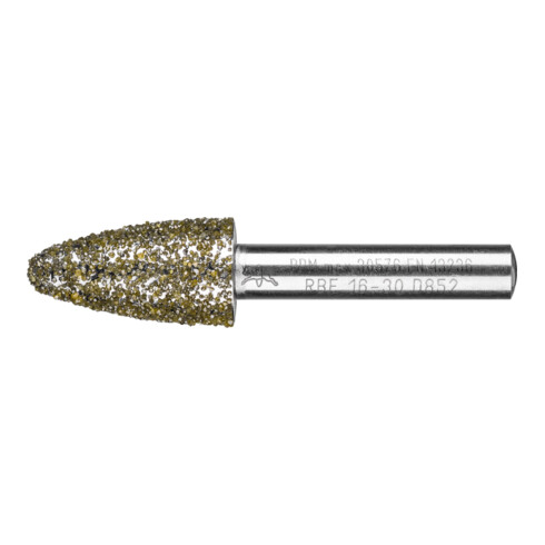 PFERD TOOLS Diamant-Schleifstift Rundbogen Ø16,0mm Schaft-Ø8 mm D852 (sehr grob) zum Schleifen von Grau-und Sphäroguss
