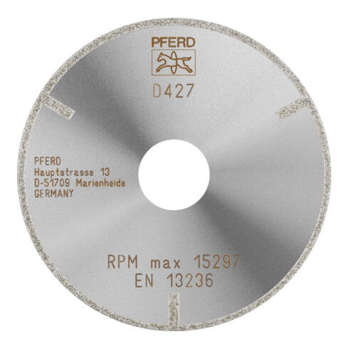 PFERD TOOLS Diamant-Trennscheibe D1A1R 100x2,0x22,23 mm D427 (grob) mit Schutzsegment für GFK/CFK