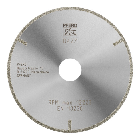 PFERD TOOLS Diamant-Trennscheibe D1A1R 125x2,0x22,23 mm D427 (grob) mit Schutzsegment für GFK/CFK