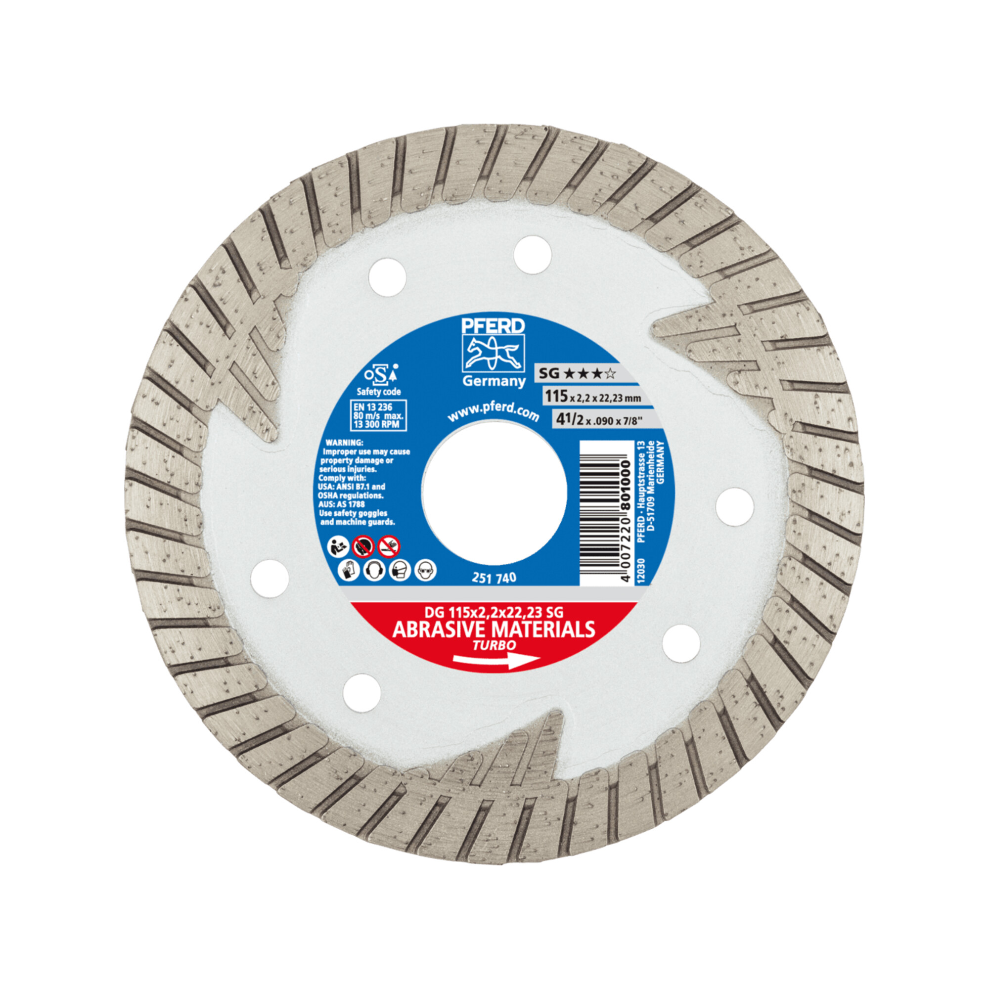 PFERD TOOLS Diamant-Trennscheibe DG 115x2,2x22,23 mm SG z. Trennen v. Stein/Beton,hohe Schnittqualität