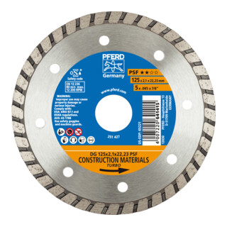 PFERD TOOLS Diamant-Trennscheibe DG 125x2,1x22,23 mm PSF z. Trennen v. Stein/Beton,hohe Schnittqualität
