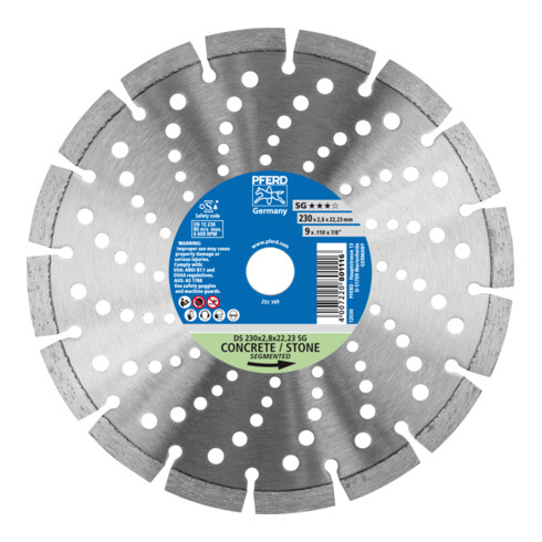 PFERD TOOLS Diamant-Trennscheibe DS 230x2,8x22,23 mm SG für schnelles Trennen von Stein und Beton