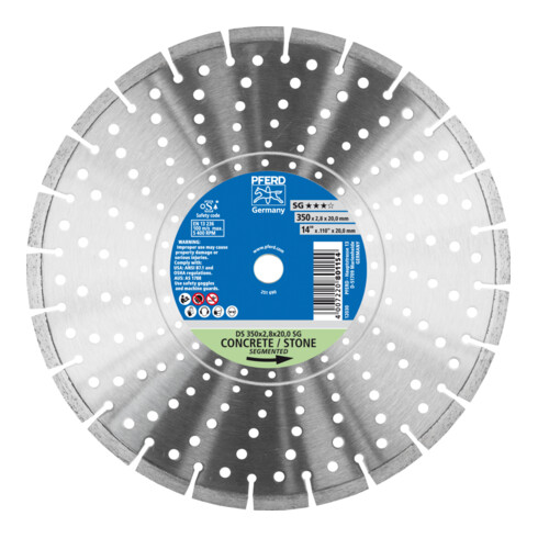 PFERD TOOLS Diamant-Trennscheibe DS 350x2,8x20,0mm SG für schnelles Trennen von Stein und Beton