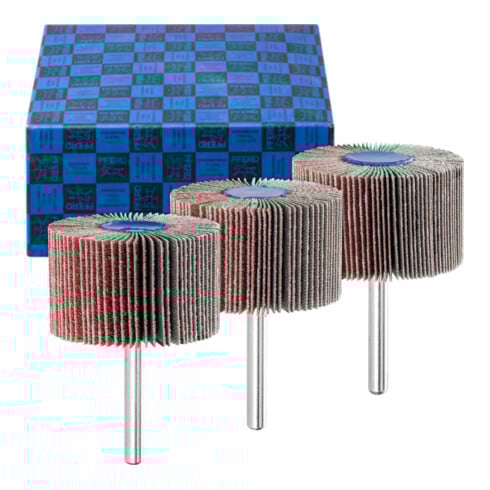 PFERD TOOLS Fächerschleifer-Set 3-tlg. Korund Ø 50x30mm Schaft-Ø 6 mm A60, 80,120 für Feinschliff und Finish