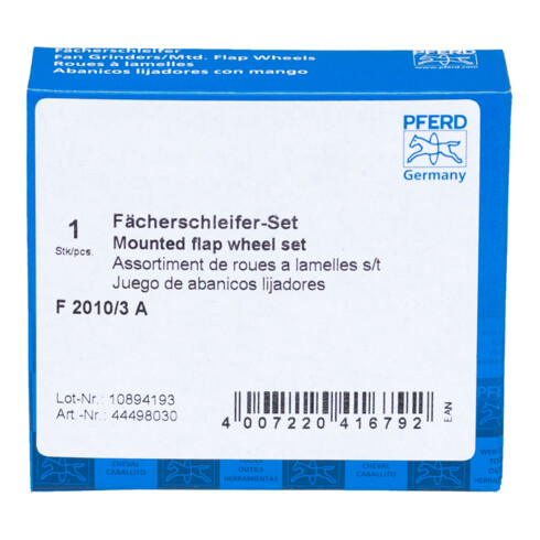 PFERD TOOLS Fächerschleifer-Set Korund Ø20x10mm Schaft-Ø3mm A 80,120 und 180 für Feinschliff& Finish
