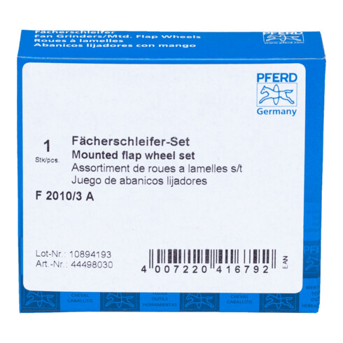 PFERD TOOLS Fächerschleifer-Set Korund Ø20x10mm Schaft-Ø3mm A 80,120 und 180 für Feinschliff& Finish